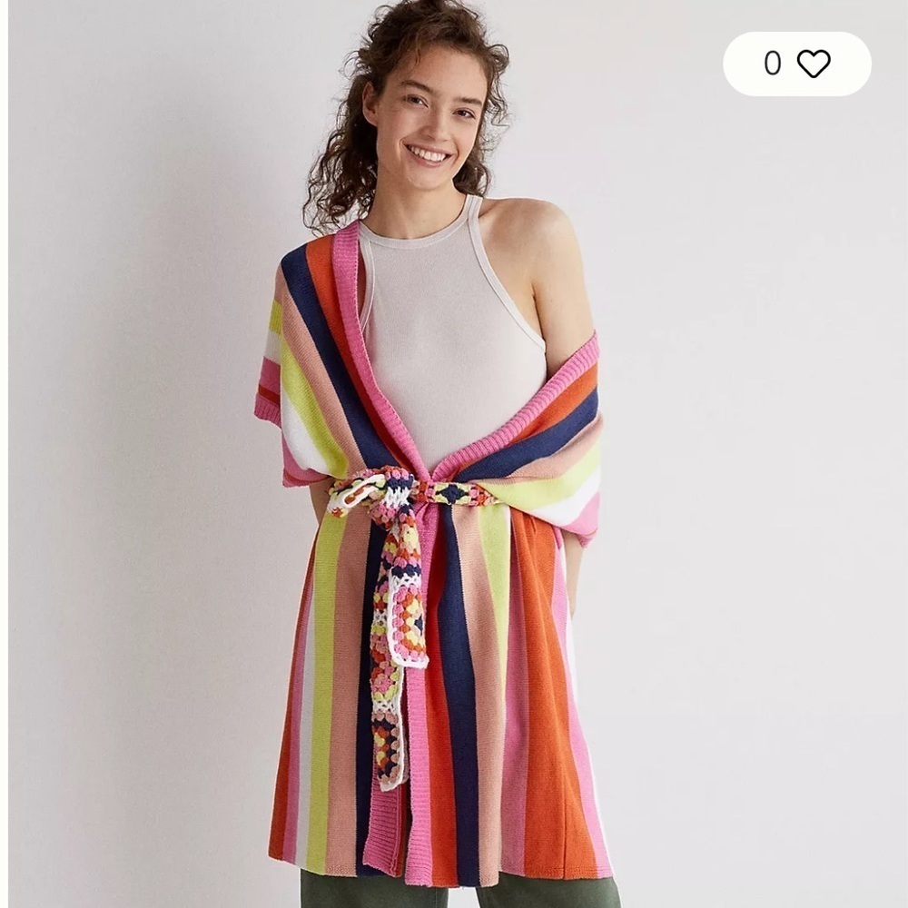 Anthropologie belted striped kimono one size
